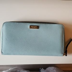 Robin's egg blue Kate Spade Zip Around Wallet.